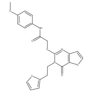 N-(4-methoxyphenyl)-2-({4-oxo-3-[2-(thiophen-2-yl)ethyl]-3,4-dihydrothieno[3,2-d]pyrimidin-2-yl}sulfanyl)acetamide结构式