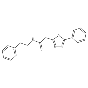 N-phenethyl-2-(5-phenyl-1,3,4-oxadiazol-2-yl)acetamide结构式
