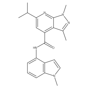 1,3-dimethyl-N-(1-methyl-1H-indol-4-yl)-6-(propan-2-yl)-1H-pyrazolo[3,4-b]pyridine-4-carboxamide结构式