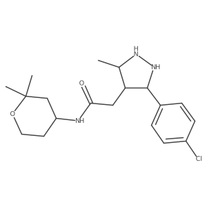 2-[3-(4-chlorophenyl)-5-methylpyrazolidin-4-yl]-N-(2,2-dimethyloxan-4-yl)acetamide Structure