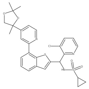N-[(3-chloro-2-pyridinyl)[7-[4-(2,2,4-trimethyl-1,3-dioxolan-4-yl)-2-pyridinyl]benzo[b]thien-2-yl]methyl]cyclopropanesulfonamide结构式