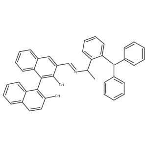 3-(((1-(2-(Diphenylphosphanyl)phenyl)ethyl)imino)methyl)-[1,1'-binaphthalene]-2,2'-diol Structure
