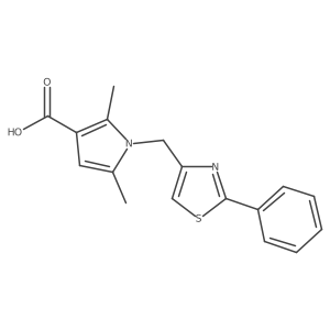 2,5-Dimethyl-1-(2-phenyl-thiazol-4-ylmethyl)-1H-pyrrole-3-carboxylic acid结构式