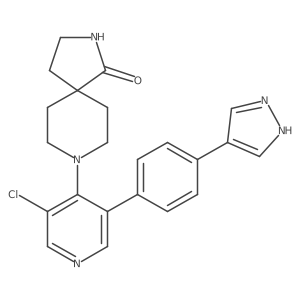 8-[3-chloro-5-[4-(1H-pyrazol-4-yl)phenyl]pyridin-4-yl]-2,8-diazaspiro[4.5]decan-1-one结构式
