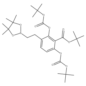 Tert-butyl 2,6-bis((tert-butoxycarbonyl)oxy)-3-(2-(4,4,5,5-tetramethyl-1,3,2-dioxaborolan-2-yl)ethyl)benzoate结构式