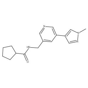 N-((5-(1-methyl-1H-pyrazol-4-yl)pyridin-3-yl)methyl)cyclopentanecarboxamide结构式