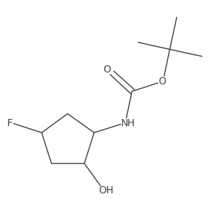 Carbamic acid, N-[(1R,2R,4R)-4-fluoro-2-hydroxycyclopentyl]-, 1,1-dimethylethyl ester, rel- Structure