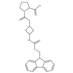 (4R)-3-{2-[3-({[(9H-fluoren-9-yl)methoxy]carbonyl}amino)cyclobutyl]acetyl}-1,3-thiazolidine-4-carboxylic acid结构式
