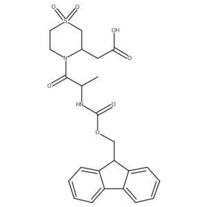 2-{4-[(2S)-2-({[(9H-fluoren-9-yl)methoxy]carbonyl}amino)propanoyl]-1,1-dioxo-1lambda6-thiomorpholin-3-yl}acetic acid Structure