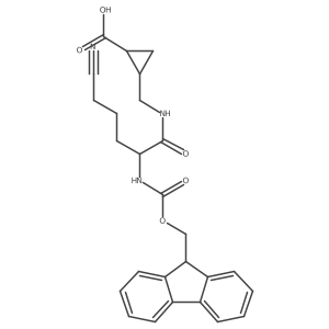2-{[5-cyano-2-({[(9H-fluoren-9-yl)methoxy]carbonyl}amino)pentanamido]methyl}cyclopropane-1-carboxylic acid结构式