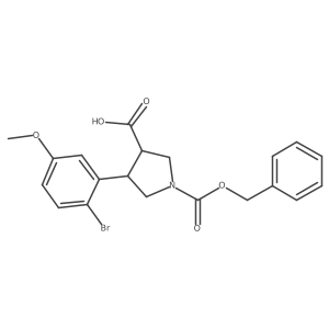 1-[(Benzyloxy)carbonyl]-4-(2-bromo-5-methoxyphenyl)pyrrolidine-3-carboxylic acid结构式