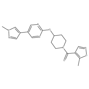 2-{[1-(5-methyl-1,2-oxazole-4-carbonyl)piperidin-4-yl]oxy}-5-(1-methyl-1H-pyrazol-4-yl)pyrimidine结构式