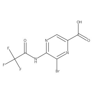 6-Bromo-5-(2,2,2-trifluoroacetamido)pyrazine-2-carboxylic acid结构式