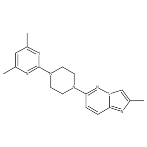 4,6-Dimethyl-2-(4-{2-methylimidazo[1,2-b]pyridazin-6-yl}piperazin-1-yl)pyrimidine结构式