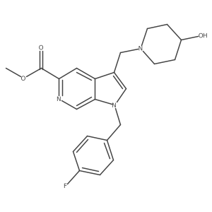 1h-Pyrrolo[2,3-c]pyridine-5-carboxylic acid,1-[(4-fluorophenyl)methyl]-3-[(4-hydroxy-1-piperidinyl)methyl]-,methyl ester Structure