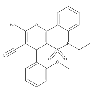 2-Amino-6-ethyl-4-(2-methoxyphenyl)-4,6-dihydropyrano[3,2-c][2,1]benzothiazine-3-carbonitrile 5,5-dioxide Structure