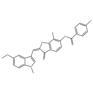 (2E)-2-[(5-methoxy-1-methyl-1H-indol-3-yl)methylidene]-7-methyl-3-oxo-2,3-dihydro-1-benzofuran-6-yl 4-fluorobenzoate Structure