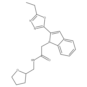2-(2-(5-ethyl-1,3,4-oxadiazol-2-yl)-1H-indol-1-yl)-N-((tetrahydrofuran-2-yl)methyl)acetamide Structure