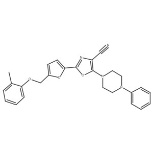 5-(4-Phenylpiperazin-1-yl)-2-(5-((o-tolyloxy)methyl)furan-2-yl)oxazole-4-carbonitrile结构式