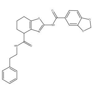 2-(benzo[d][1,3]dioxole-5-carboxamido)-N-phenethyl-4,5,6,7-tetrahydrobenzo[d]thiazole-4-carboxamide结构式