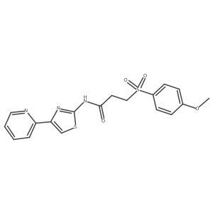 3-((4-methoxyphenyl)sulfonyl)-N-(4-(pyridin-2-yl)thiazol-2-yl)propanamide Structure