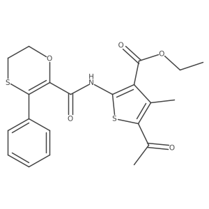 Ethyl 5-acetyl-4-methyl-2-{[(3-phenyl-5,6-dihydro-1,4-oxathiin-2-yl)carbonyl]amino}thiophene-3-carboxylate Structure