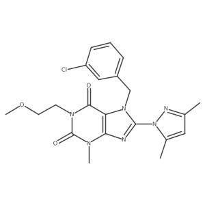 7-(3-chlorobenzyl)-8-(3,5-dimethyl-1H-pyrazol-1-yl)-1-(2-methoxyethyl)-3-methyl-1H-purine-2,6(3H,7H)-dione Structure