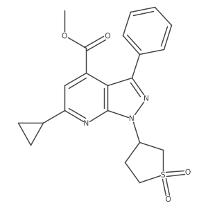 methyl 6-cyclopropyl-1-(1,1-dioxidotetrahydrothiophen-3-yl)-3-phenyl-1H-pyrazolo[3,4-b]pyridine-4-carboxylate结构式