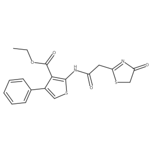 Ethyl 2-(2-(4-oxo-4,5-dihydrothiazol-2-yl)acetamido)-4-phenylthiophene-3-carboxylate Structure