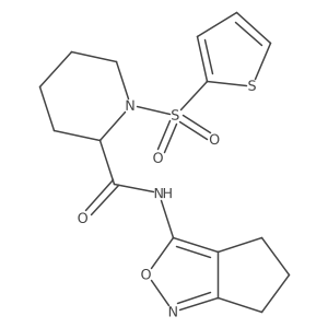 N-(5,6-dihydro-4H-cyclopenta[c]isoxazol-3-yl)-1-(thiophen-2-ylsulfonyl)piperidine-2-carboxamide结构式
