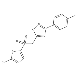 Cc1ccc(-c2noc(CS(=O)(=O)c3ccc(Cl)s3)n2)cc1结构式
