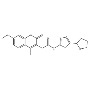 2-(7-methoxy-4-methyl-2-oxo-2H-chromen-3-yl)-N-[(2E)-5-(tetrahydrofuran-2-yl)-1,3,4-thiadiazol-2(3H)-ylidene]acetamide Structure