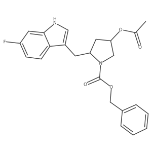 Benzyl (2R,4S)-4-acetoxy-2-((6-fluoro-1H-indol-3-yl)methyl)pyrrolidine-1-carboxylate结构式