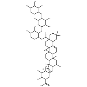(2S,3S,4S,5R,6R)-6-[[(2S,3R,4R,6aR,6bS,8aS,12aS,14bR)-4-carboxy-8a-[(2S,3R,4S,5S)-3-[(2S,3R,4S,5R,6S)-3,4-dihydroxy-6-methyl-5-[(2S,3R,4S,5R)-3,4,5-trihydroxyoxan-2-yl]oxyoxan-2-yl]oxy-4,5-dihydroxyoxan-2-yl]oxycarbonyl-2-hydroxy-4,6a,6b,11,11,14b-hexamethyl-1,2,3,4a,5,6,7,8,9,10,12,12a,14,14a-tetradecahydropicen-3-yl]oxy]-3,4,5-trihydroxyoxane-2-carboxylic acid Structure