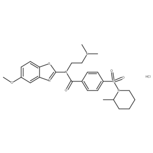 N-(2-(dimethylamino)ethyl)-N-(5-methoxybenzo[d]thiazol-2-yl)-4-((2-methylpiperidin-1-yl)sulfonyl)benzamide hydrochloride Structure