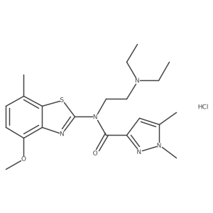 N-(2-(diethylamino)ethyl)-N-(4-methoxy-7-methylbenzo[d]thiazol-2-yl)-1,5-dimethyl-1H-pyrazole-3-carboxamide hydrochloride结构式