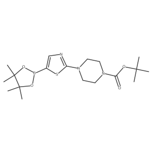 tert-Butyl 4-(5-(4,4,5,5-tetramethyl-1,3,2-dioxaborolan-2-yl)thiazol-2-yl)piperazine-1-carboxylate结构式