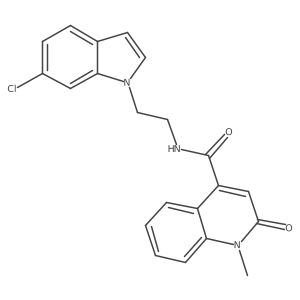 N-[2-(6-chloro-1H-indol-1-yl)ethyl]-1-methyl-2-oxo-1,2-dihydro-4-quinolinecarboxamide结构式