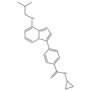 N-cyclopropyl-4-[8-[(2-methylpropyl)amino]imidazo[1,2-a]pyridin-3-yl]benzamide结构式