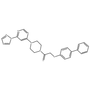 1-(4-(6-(1H-1,2,4-triazol-1-yl)pyrimidin-4-yl)piperazin-1-yl)-2-([1,1'-biphenyl]-4-yloxy)ethanone结构式