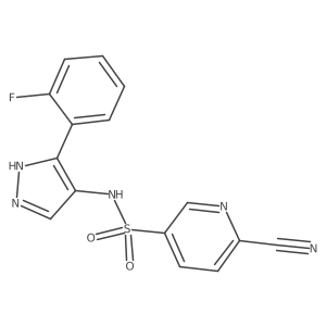6-cyano-N-[3-(2-fluorophenyl)-1H-pyrazol-4-yl]pyridine-3-sulfonamide结构式