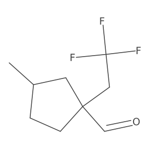 3-Methyl-1-(2,2,2-trifluoroethyl)cyclopentane-1-carbaldehyde结构式