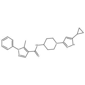 N-(1-(5-cyclopropyl-1H-pyrazol-3-yl)piperidin-4-yl)-5-methyl-1-phenyl-1H-pyrazole-4-carboxamide Structure