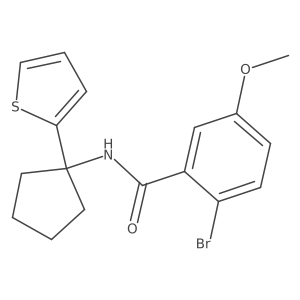 2-bromo-5-methoxy-N-(1-(thiophen-2-yl)cyclopentyl)benzamide结构式