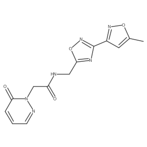 N-((3-(5-methylisoxazol-3-yl)-1,2,4-oxadiazol-5-yl)methyl)-2-(6-oxopyridazin-1(6H)-yl)acetamide结构式