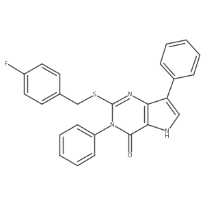 2-((4-fluorobenzyl)thio)-3,7-diphenyl-3H-pyrrolo[3,2-d]pyrimidin-4(5H)-one Structure