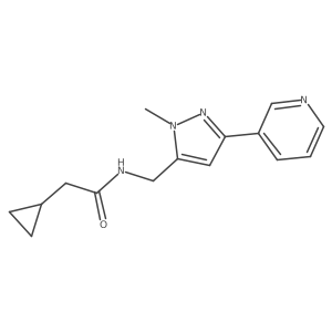 2-cyclopropyl-N-((1-methyl-3-(pyridin-3-yl)-1H-pyrazol-5-yl)methyl)acetamide结构式