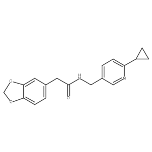 2-(2H-1,3-benzodioxol-5-yl)-N-[(6-cyclopropylpyridin-3-yl)methyl]acetamide结构式