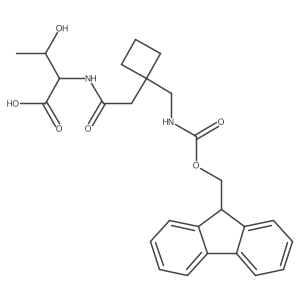 (2S,3R)-2-(2-{1-[({[(9H-fluoren-9-yl)methoxy]carbonyl}amino)methyl]cyclobutyl}acetamido)-3-hydroxybutanoic acid Structure