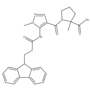 (2S)-1-[5-({[(9H-fluoren-9-yl)methoxy]carbonyl}amino)-1-methyl-1H-pyrazole-4-carbonyl]-2-methylpyrrolidine-2-carboxylic acid Structure